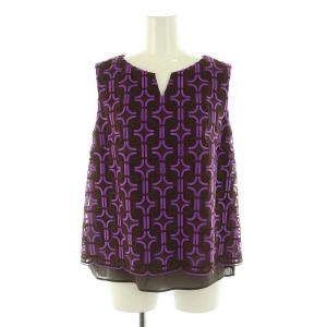 Grace Class セットアップ キカembチュールノースリーブ チュールスカート ロング丈 38 紫 パープル 茶 ブラウン