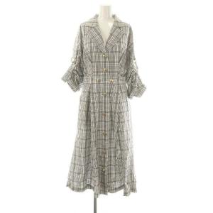 23SS トレンチシャツワンピース チェック 38 白 黒