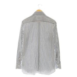 LUIGI BORRELLI コットンストライプシャツ 長袖 フロントボタン 40 白 ホワイト マルチカラー