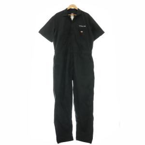 バックプリントオールインワン オーバーオール 半袖 F 黒 ブラック /YQ OS