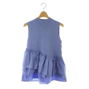 ヘムフリルノースリーブニット カットソー 切替 36 ブルー