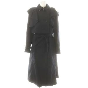 2点セット 3wayフリルトレンチコート ロングベスト クロップドジャケット 36 ネイビー /DO OS