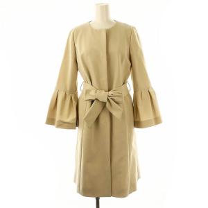 タックスリーブノーカラースプリングコート ベルト付き 34 ライトベージュ /ES OS