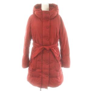 フード付きダウンコート ベルト付き 40 赤 /MI OS