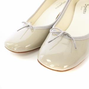 Repetto パンプス エナメル チャンキーヒール ラウンドトゥ 38 24.3cm グレー VX1150V /TK