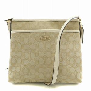 ショルダーバッグ シグネチャー キャンバス レザー ロゴ ベージュ 白 ホワイト F29960