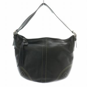 ワンショルダーバッグ レザー ロゴチャーム タッセル 黒 ブラック 8A03