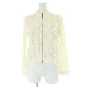 フラワー装飾 ジップアップブルゾン ジャケット 1 白 ホワイト