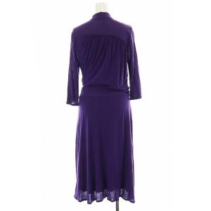 VIVIENNE TAM 七分袖 カシュクールワンピース ミモレ ロング 1 紫 パープル /AT OS