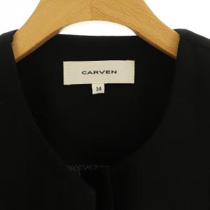 CARVEN 長袖ワンピース ロング 切替 シルク混 34 ブラック