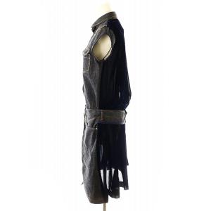 sacai デニム ベロア ワンピース ひざ丈 ノースリーブ コットン 1 紺 ネイビー /YQ OS
