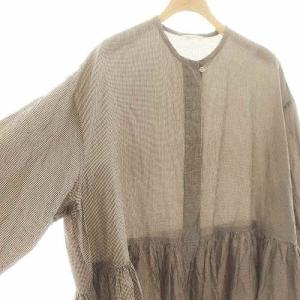 ARTS&SCIENCE 23SS Gather bottom shirt ギンガムチェック 1 ダークブラウン