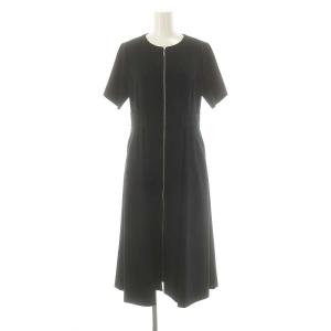 クチュール ダブルクロスジップアップワンピース 半袖 ロング丈 34 紺 ネイビー /KO OS SH