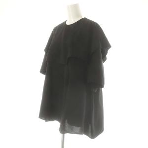 ENFOLD 23SS ケープカラープルオーバー CAPE-COLLAR PULLOVER ブラウス 半袖 38 黒 ブラック