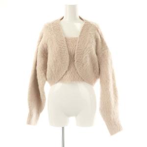 23AW ファーライクアンサンブルニットプルオーバー セット カーディガン キャミソール F ピンク