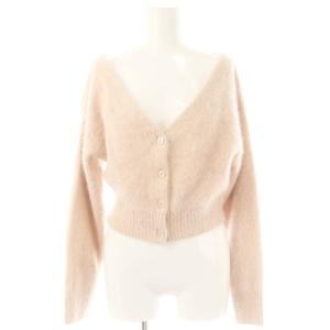 23AW フォックスファーショートカーデ カーディガン Vネック F ピンク /YQ OS