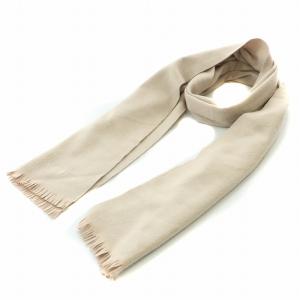 マフラー フリンジ カシミヤ ロゴ ベージュ /BB OF