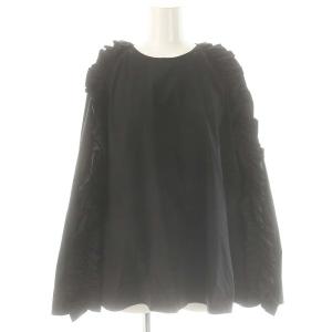 22SS ケープフリルブラウス ドルマンスリーブ 長袖 プルオーバー コットン 38 黒 /NR OS