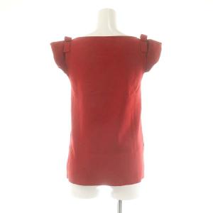 René パフスリーブ リボン ニット カットソー 34 赤