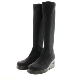 ロングブーツ 厚底 キャンバス 38 黒 /MM OF