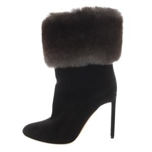 ブーツ ショート スエード ファー 36D ブラック