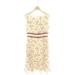 洗える PASSY GARDEN ドレス ワンピース 膝丈 ノースリーブ 0 アイボリー マルチカラー