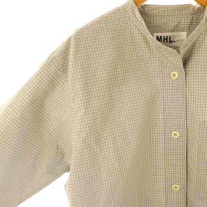 MHL. 23AW WINDOW CHECK END ON END COTTON シャツ 長袖 チェック 1 ライトグレー ブラック