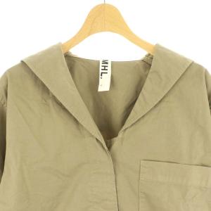 MHL. 23SS SUPERFINE COTTON TWILL セーラーカラーシャツ 半袖 ?T カーキ /KO