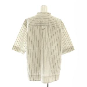 MHL. 23SS COTTON RAMIE STRIPE シャツ ブラウス 半袖 前開き ストライプ 2 ベージュ