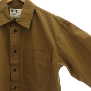 MHL. DRY COTTON POPLIN シャツ 長袖 前開き コットン S 茶 ブラウン /NR OS