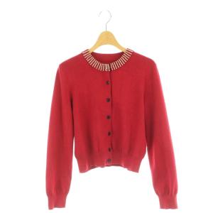24AW ビジューネックカーディガン 長袖 2 赤 レッド /KO OS