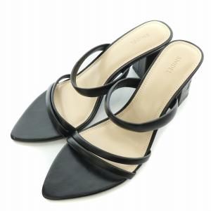 24SS バリエミュール サンダル スクエアトゥ チャンキーヒール フェイクレザー 24.5cm 黒 ブラック