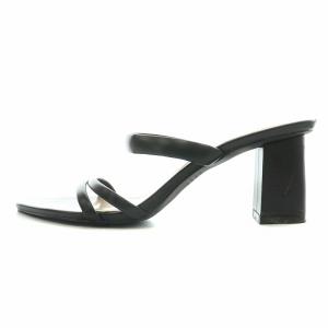 SNIDEL 24SS バリエミュール サンダル スクエアトゥ チャンキーヒール フェイクレザー 24.5cm 黒 ブラック