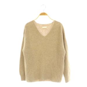 カシミヤ100畦Vネックニット セーター 長袖 F モカ /HK OS SH