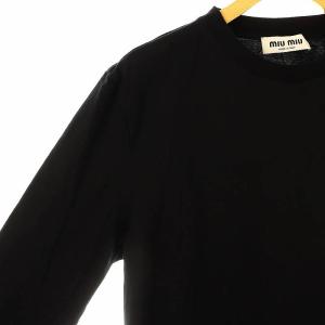 miumiu 23AW 刺繍ロゴ入り コットン Tシャツ M ブラック