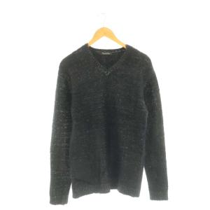 フェザーヤーンVネックニット セーター 長袖 L 黒 /HK OS SH