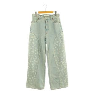 24AW FLORAL WIDE ストレートデニムパンツ 切替 花柄 2 ライトブルー /HK OS SH