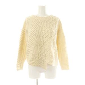 ウールナイロンケーブル アシンメトリープルオーバー ニット 長袖 S アイボリー