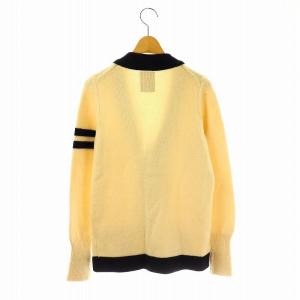 Deuxieme Classe ウール バイカラー Vネックカーディガン ニット 長袖 アイボリー ブラック