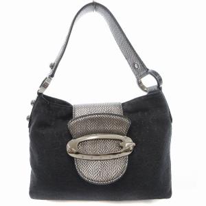 ハンドバッグ ワンハンドル 総柄 黒 ブラック /UD