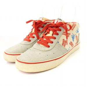 HYSTERIC GLAMOUR スニーカー シューズ チャッカ ロゴ 総柄 6 グレー 赤