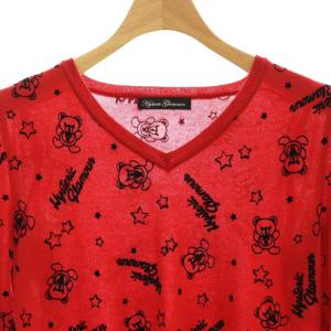 HYSTERIC GLAMOUR ヒスベア ロゴ ニット カットソー プルオーバー F 赤 黒 /CX OS