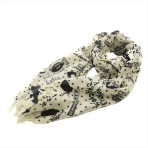 ストール マフラー 総柄 ガーゼ 白 ホワイト /AS OS