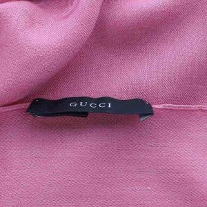 GUCCI ストール GG ウール シルク混 フリンジ ピンク /YO7 OH