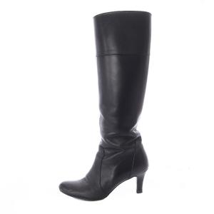 DIANA ロングブーツ アーモンドトゥ レザー 24.5cm 黒 ブラック /SB OS