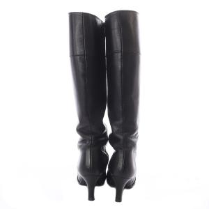 DIANA ロングブーツ アーモンドトゥ レザー 24.5cm 黒 ブラック /SB OS