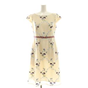 RAMBLING ROSE ドレス ワンピース 膝丈 半袖 0 ライトベージュ