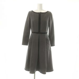 NUMBERドレス ワンピース キーネック 0 グレー ブラック /DO OS