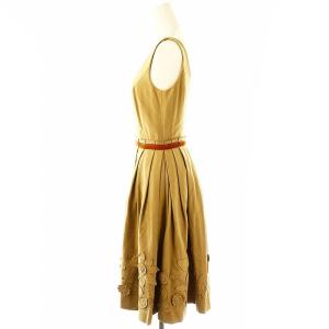 FOXEY BOUTIQUE ワンピース ひざ丈 ノースリーブ 38 キャメル 22994 /DF OS