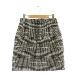 24AW フォルムミニスカート タイト チェック ジッパーフライ 36 グレー 黒 /NR OS